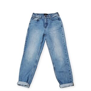 Frank And Oak Organic Cotton High Rise Straight Leg Mom Jeans Blue Size 26
